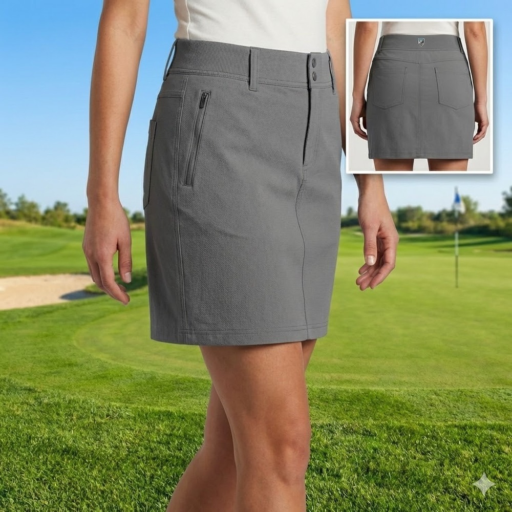KÜHL Strattus Skort Womens Size 4 Grey Ripstop Hiking Travel Skort Pockets 6241